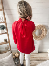 Load image into Gallery viewer, Red Tie Back Long Sleeve Top