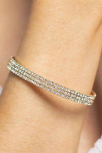 Gold Colored Crystal Adjustable Bracelet
