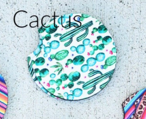 2 Pack Cactus Print Car Coasters