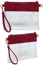 Load image into Gallery viewer, Wine & Clear Stadium Clutch Crossbody Bag WITH Shoulder Strap & Wristlet South Carolina Gamecocks