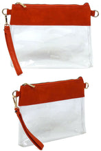 Load image into Gallery viewer, Orange & Clear Stadium Clutch Crossbody Bag With Shoulder Strap & Wristlet Clemson Tigers