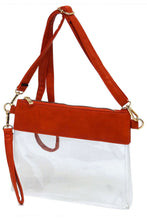 Load image into Gallery viewer, Orange & Clear Stadium Clutch Crossbody Bag With Shoulder Strap & Wristlet Clemson Tigers