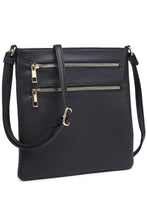 Load image into Gallery viewer, Black Double Zip Pocket Crossbody Bag