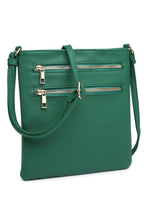 Load image into Gallery viewer, Green Double Zip Pocket Crossbody Bag