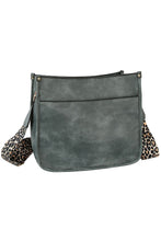 Load image into Gallery viewer, Dusty Dark Blue & Leopard Guitar Strap Crossbody Bag