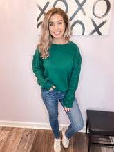 Load image into Gallery viewer, Green Braided Sleeve Sweater