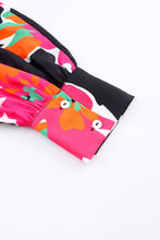 Load image into Gallery viewer, Black & Colorful Floral Print Long Sleeve Top