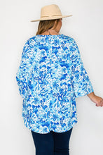 Load image into Gallery viewer, Plus Size Lilly Inspired Blue & White Floral Top (Sizes: 3XL-5XL)