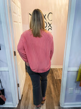 Load image into Gallery viewer, Plus Size Pink Ribbed Sweater