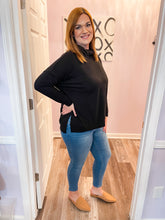 Load image into Gallery viewer, Black Turtleneck Side Slit Sweater
