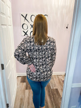 Load image into Gallery viewer, Black & Neutral Floral Design Long Sleeve Top