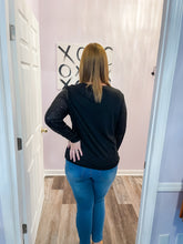 Load image into Gallery viewer, Plus Size Black Sequin Long Sleeve Top