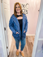 Load image into Gallery viewer, Plus Size Dark Dusty Blue Utility Jacket With Hood