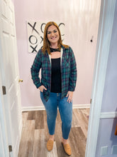 Load image into Gallery viewer, Green & Navy Plaid Sherpa Lined Shacket