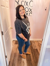 Load image into Gallery viewer, Vintage Black Mineral Washed Skeleton Rock Hand Graphic T-Shirt