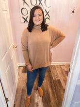 Load image into Gallery viewer, Camel Turtleneck Side Slit Sweater