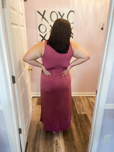 Load image into Gallery viewer, Plus Size Deep Mauve Twist Knot V Neck Maxi Dress