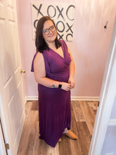 Load image into Gallery viewer, Plus Size Purple Hi-Low Wrap Around Maxi Dress With Flutter Sleeves