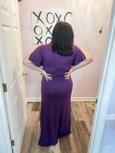 Load image into Gallery viewer, Plus Size Purple Hi-Low Wrap Around Maxi Dress With Flutter Sleeves