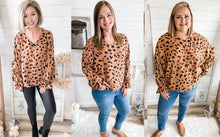 Load image into Gallery viewer, Leopard Print V Neck Balloon Sleeve Top