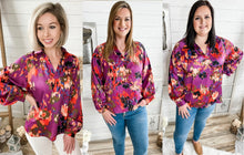 Load image into Gallery viewer, Multi Colored Graffiti Print Bubble Sleeve Top