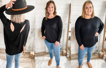 Load image into Gallery viewer, Black Long Sleeve Cut Out Back Top