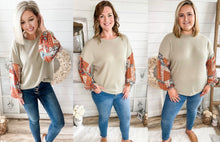 Load image into Gallery viewer, Sage and Paisley Bubble Sleeve Waffle Knit Lightweight Sweater