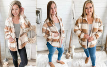 Load image into Gallery viewer, Neutral Plaid Teddy Jacket