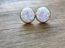 Load image into Gallery viewer, White Druzy Earrings