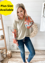 Load image into Gallery viewer, Sage and Paisley Bubble Sleeve Waffle Knit Lightweight Sweater