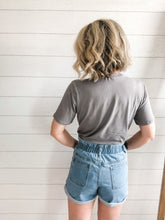 Load image into Gallery viewer, 4th of July Red White and Blue American Flag Rolling Stones mouth and lip grey t shirt