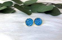 Load image into Gallery viewer, Blue Druzy Earrings