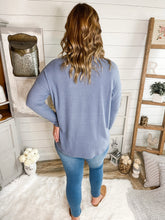 Load image into Gallery viewer, Steel Blue Long Sleeve 3 Button Down Lightweight Sweater