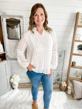 Load image into Gallery viewer, Ruffled Lace Lined Swiss Dot Top