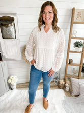 Load image into Gallery viewer, Ruffled Lace Lined Swiss Dot Top