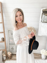 Load image into Gallery viewer, White Flare Lace Sleeve Maxi Dress