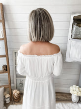 Load image into Gallery viewer, White Flare Lace Sleeve Maxi Dress