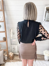 Load image into Gallery viewer, Nude Mini Skirt With Side Fringe