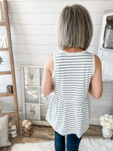 Load image into Gallery viewer, Sky Blue Striped Lace Tank Top