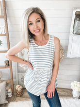 Load image into Gallery viewer, Sky Blue Striped Lace Tank Top