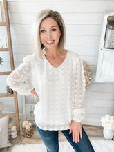 Load image into Gallery viewer, Fully Lined Swiss Dot Bubble Sleeve Top