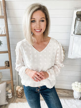 Load image into Gallery viewer, Fully Lined Swiss Dot Bubble Sleeve Top