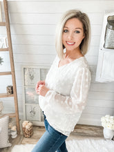 Load image into Gallery viewer, Fully Lined Swiss Dot Bubble Sleeve Top