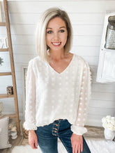 Load image into Gallery viewer, Fully Lined Swiss Dot Bubble Sleeve Top