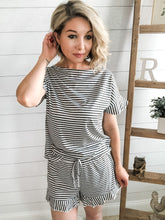 Load image into Gallery viewer, Striped Ruffle Top and Bottom Set