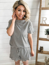 Load image into Gallery viewer, Striped Ruffle Top and Bottom Set