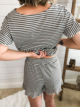 Load image into Gallery viewer, Striped Ruffle Top and Bottom Set