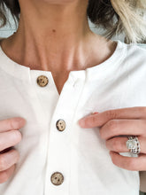 Load image into Gallery viewer, White V Neck Top With Wooden Buttons