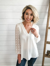 Load image into Gallery viewer, Swiss Dot V Neck Long Sleeve Top