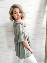 Load image into Gallery viewer, Textured Knit Ruffled Short Sleeve Top